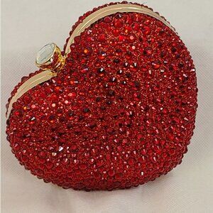 Valentines Day! RAMLA Red Heart Clutch with handle and Chain MSRP $270